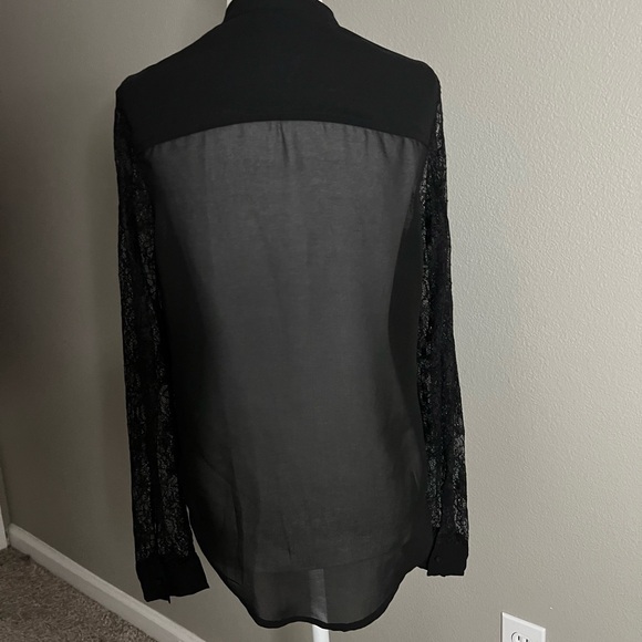 Lacy goth style sheer black button up in Size XSmall - Picture 2 of 4